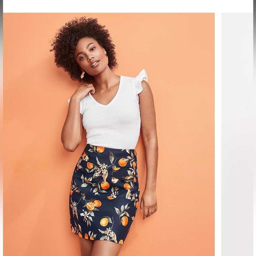 Orange Harvest button pocket Skirt